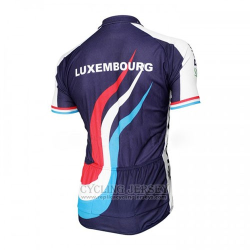2016 Cycling Jersey Luxembourg Blue and White Short Sleeve and Bib Short